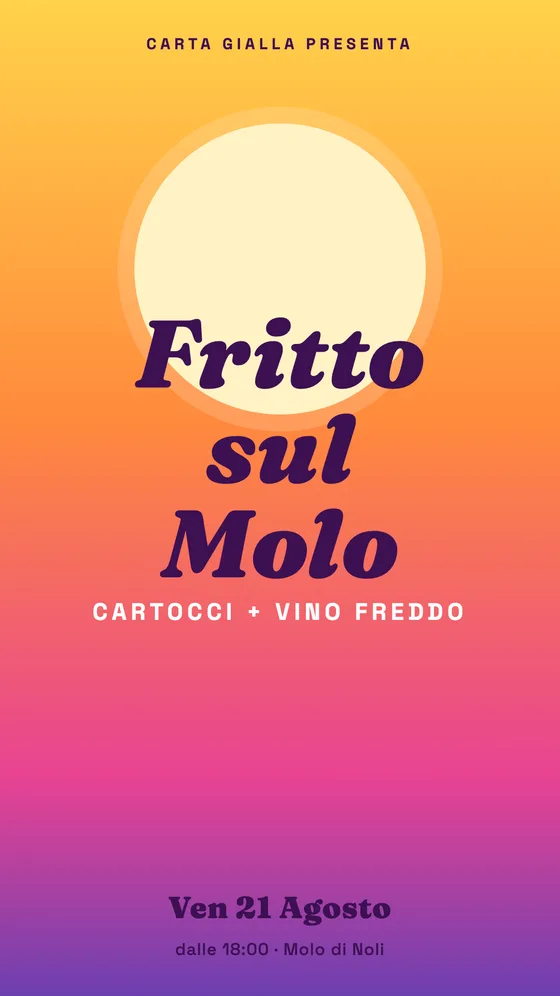 La stessa locandina della serata sul molo, nel formato verticale per le storie
